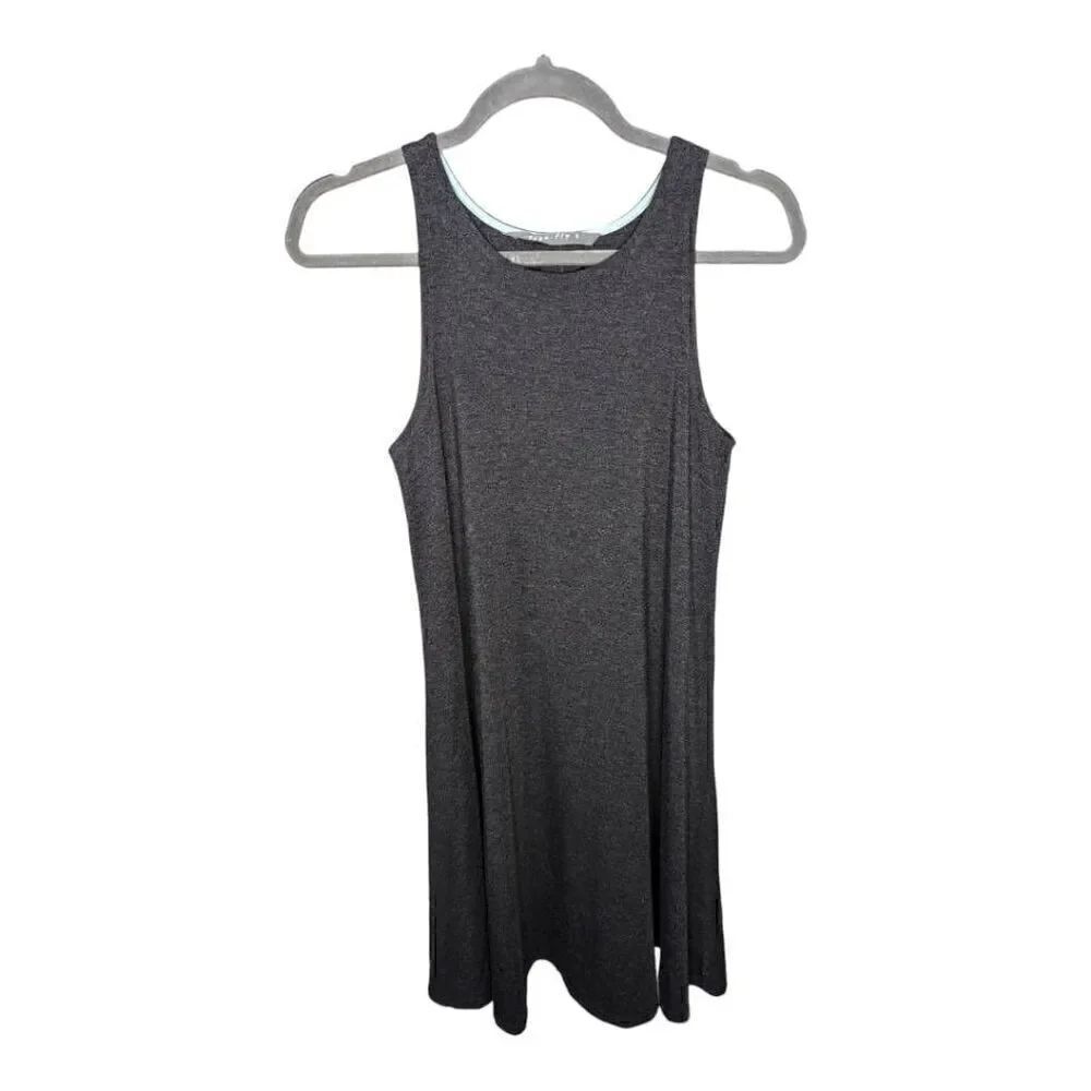 Free Fly Sleeveless Loose Plain Dress T-Shirt Tank Casual Short Gray Dress Women